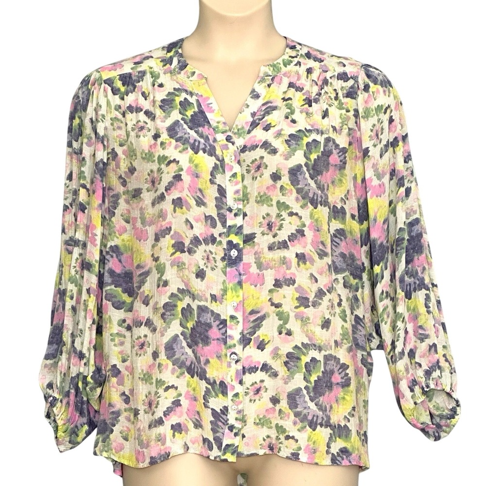 Zac & Rachel Women Top XL Purple Watercolor Abstract Lightweight Whimsical Fairy